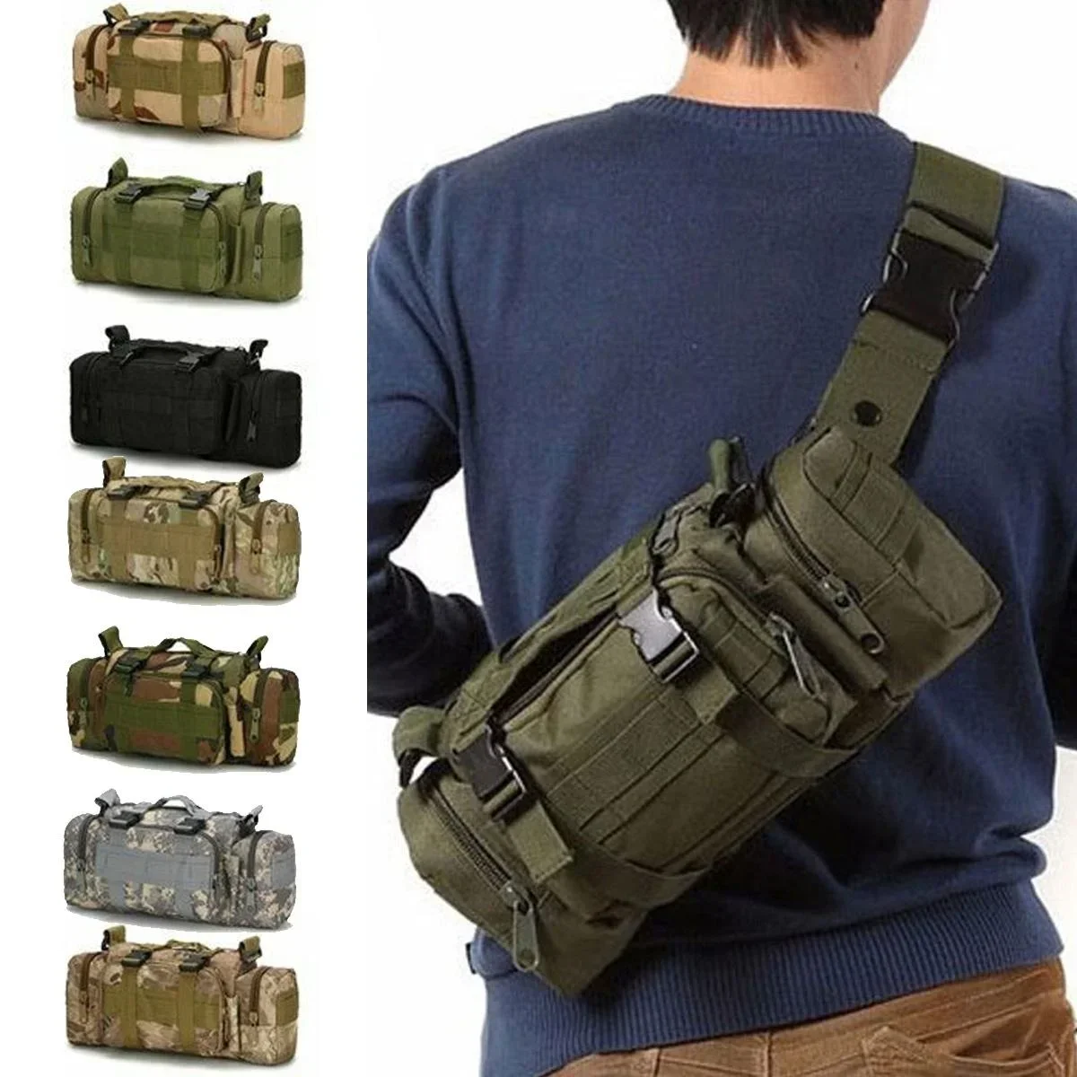 Edc Carry Fanny Pack - Riñonera de lona Molle, riñonera impermeable,