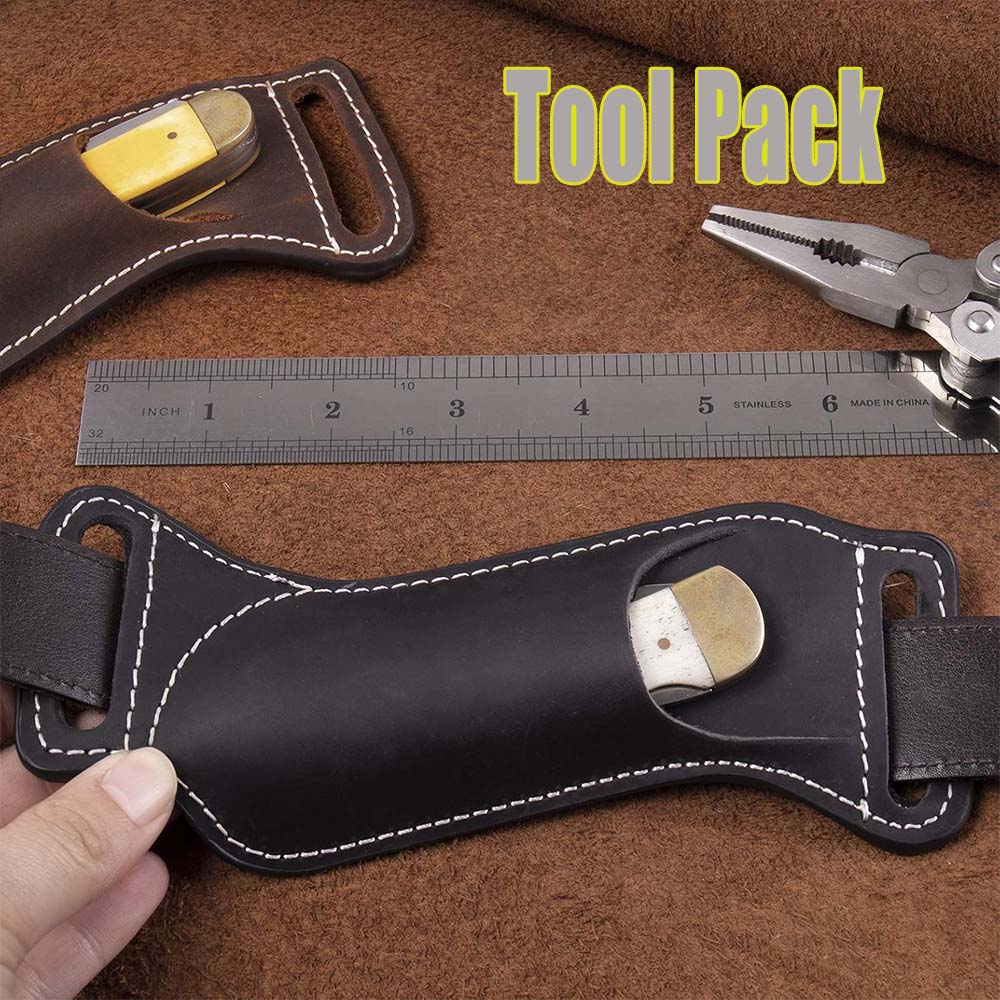 Leather Edc. Carry Pouch - Funda táctica para cuchillo plegable EDC