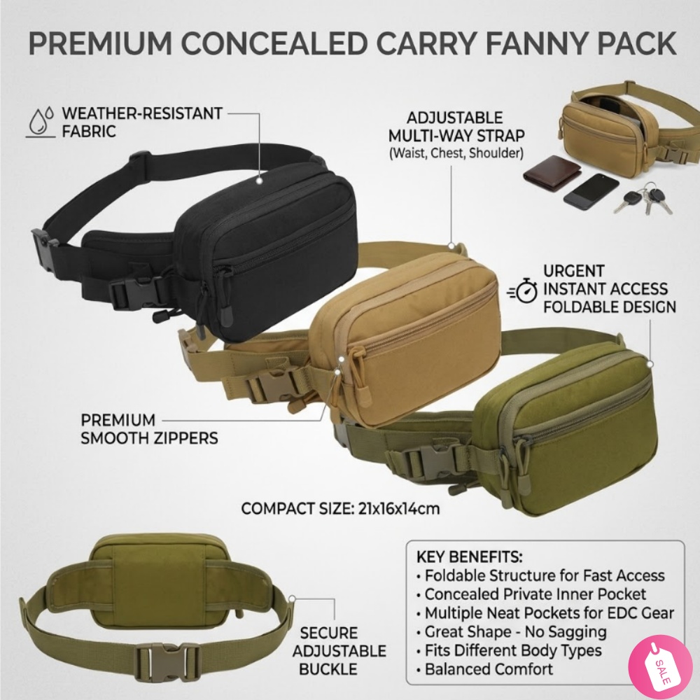 Edc Carry Fanny Pack - Riñonera Táctica para Portación Oculta, Bolsa
