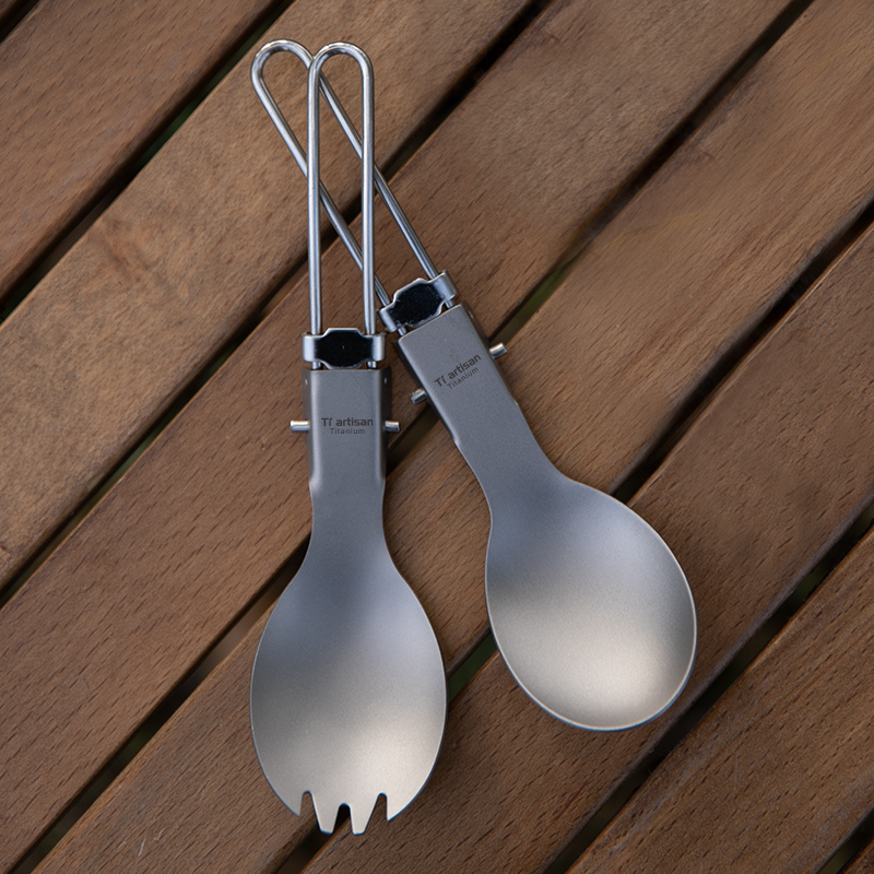 Edc Everyday Carry Knives - Cuchara Plegable de Titanio Tiartisan, Cuchara-Tenedor