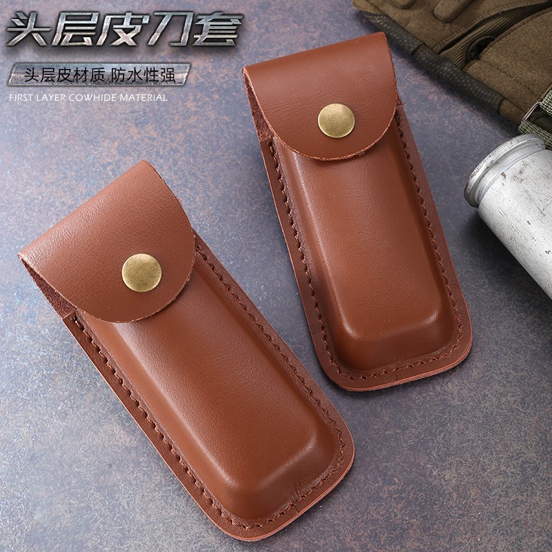 Edc Carry Belt Leather - Funda de Cuero Genuino para Navaja